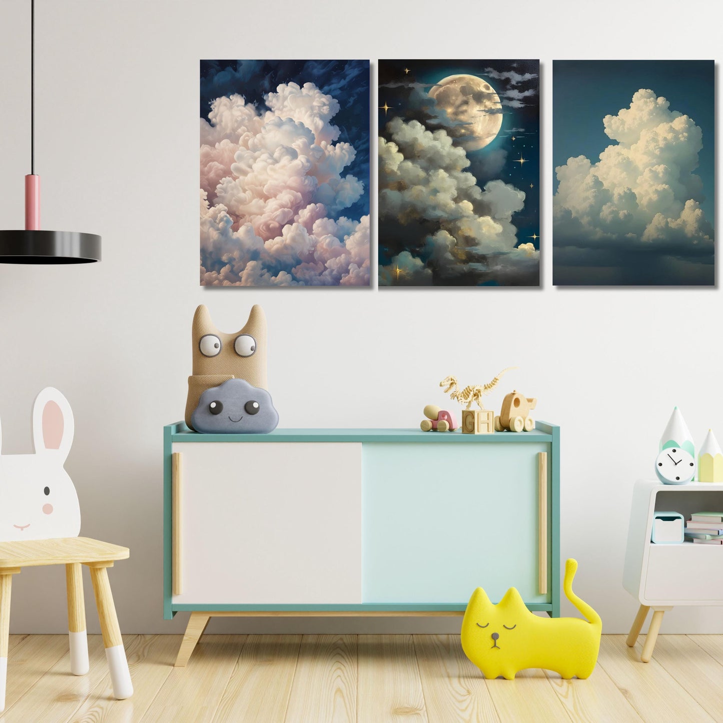 Set of 3 Dreamy Clouds Prints Cloud Poster, Minimalist Printable Wall Art, Japandi, Wall Art Over the Bed, Above Bed Decor, Bedroom Decor