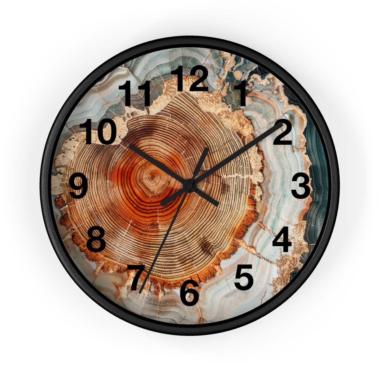 Agate Slice Tree Ring Wall Clock | Wood Grain Geode Home Decor