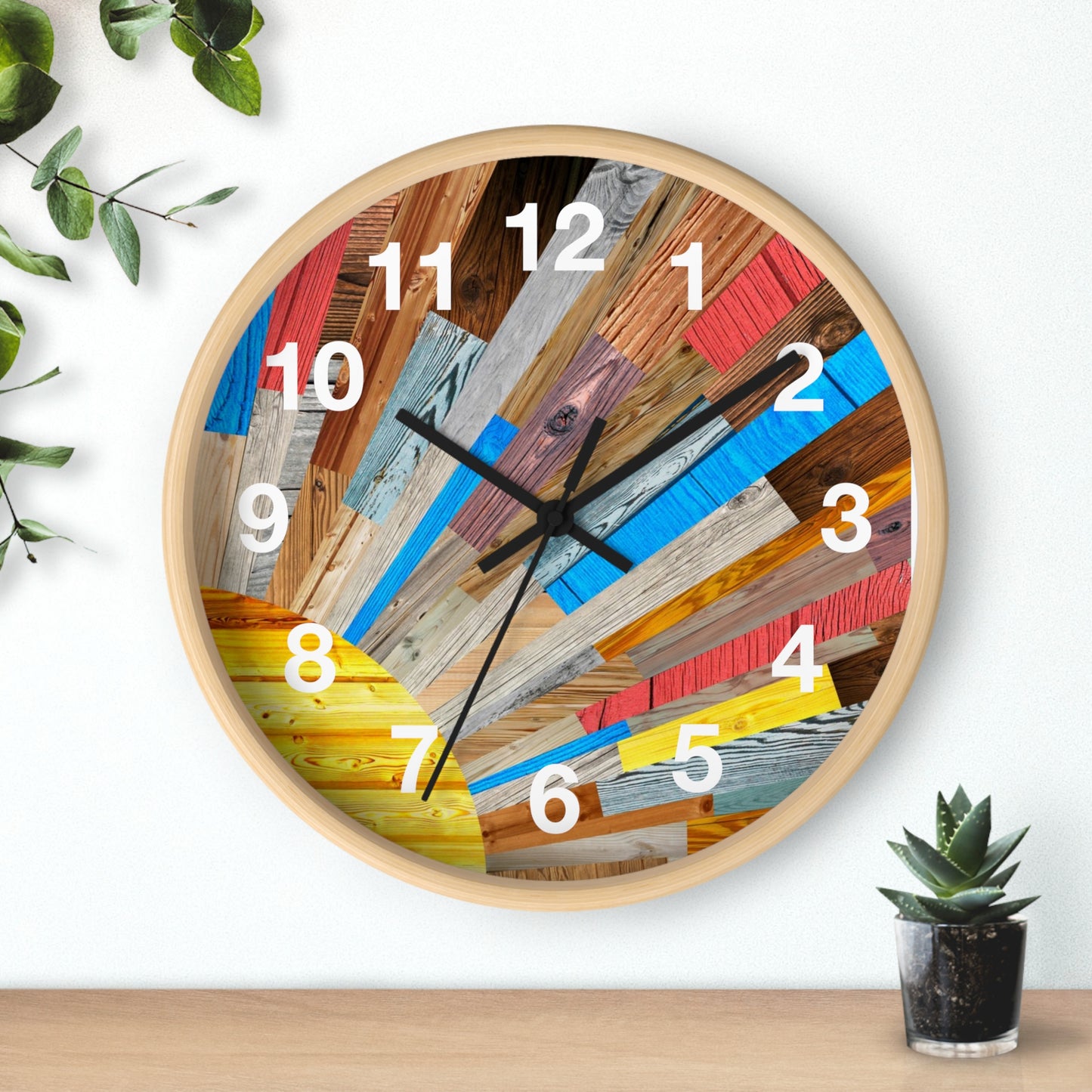 Sunburst Abstract Art Wall Clock | Colorful Sunrise Rays Clock