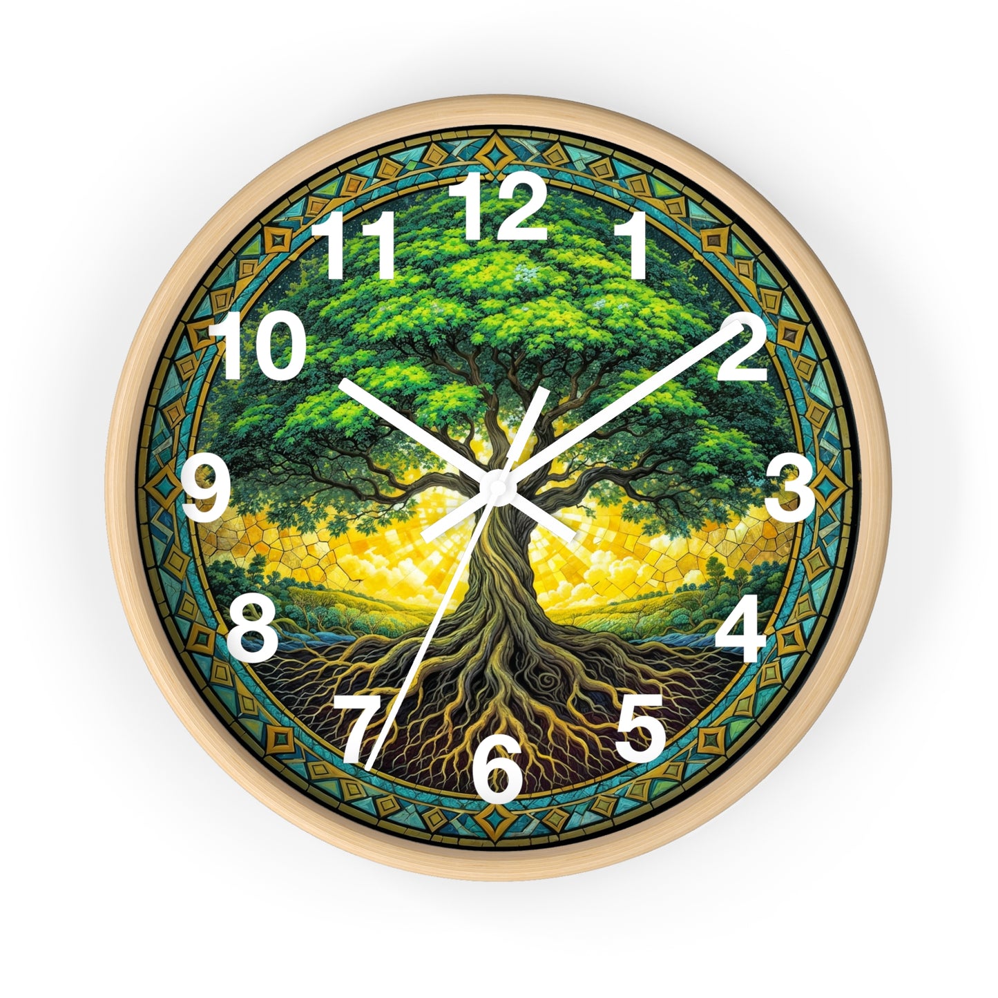 Stained Glass Tree of Life Wall Clock | Colorful Sunset Decor