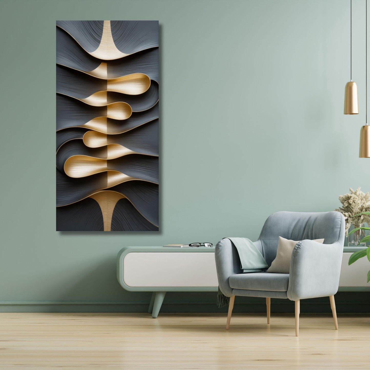 Tree Rings Long Narrow Canvas – Rustic Wood Texture Print Wall Art for Hallway or Above Bed – Natural Earth Tone Print for Modern or Cabin
