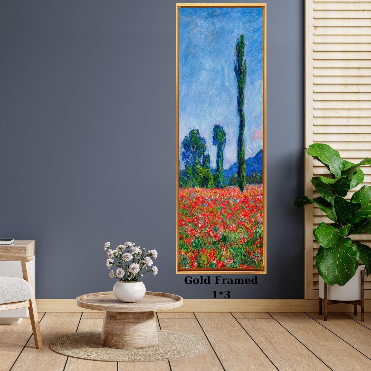 Long Narrow Canvas Wall Art Vertical Nature Print Tall Modern Monet Style Wall Decor for Hallway, Entryway or Small Space art