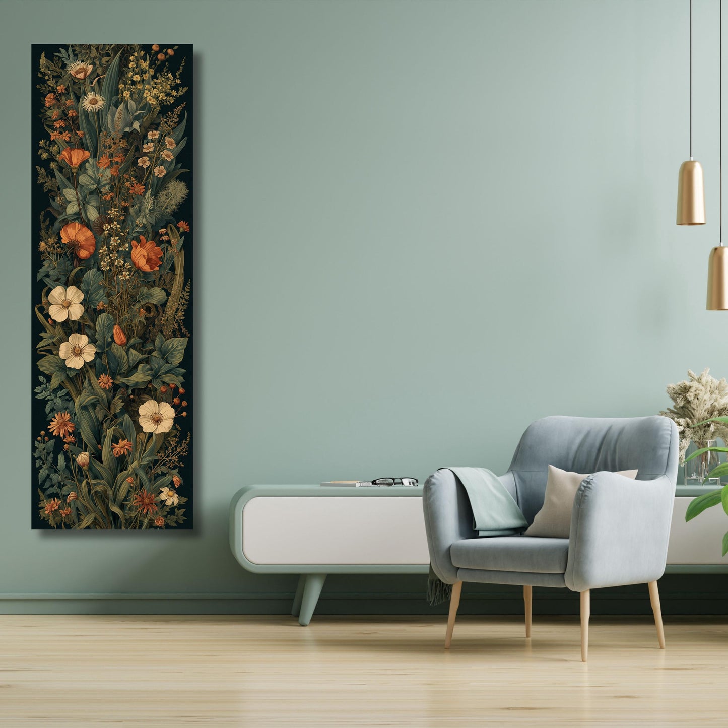 Framed Wildflower Canvas Print: Tall, Narrow Botanical Wall Art