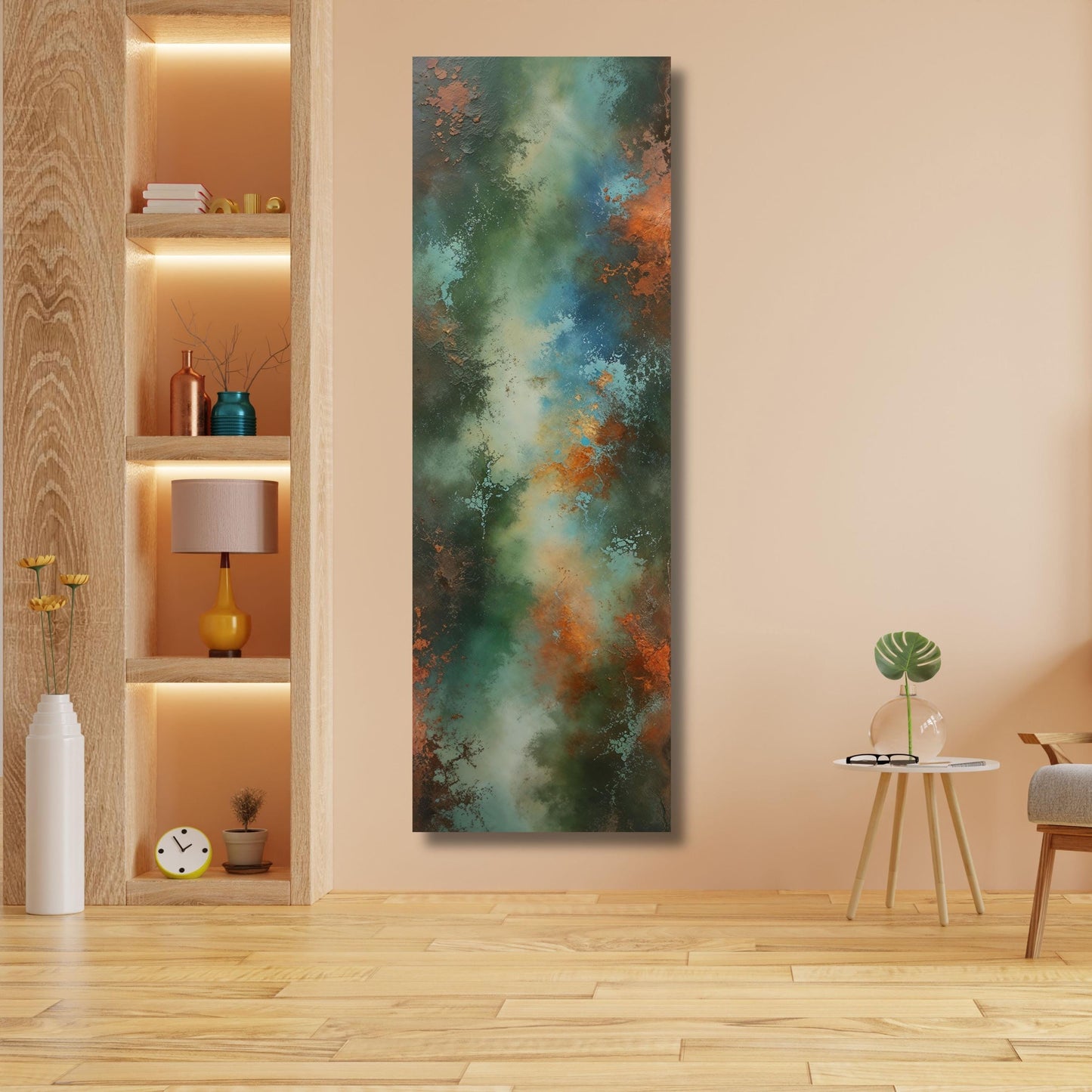 Long Narrow Canvas Wall Art Vertical Nature Print Tall Modern Abstract Waves Wall Decor for Hallway,Entryway Small Space Abstract Styling