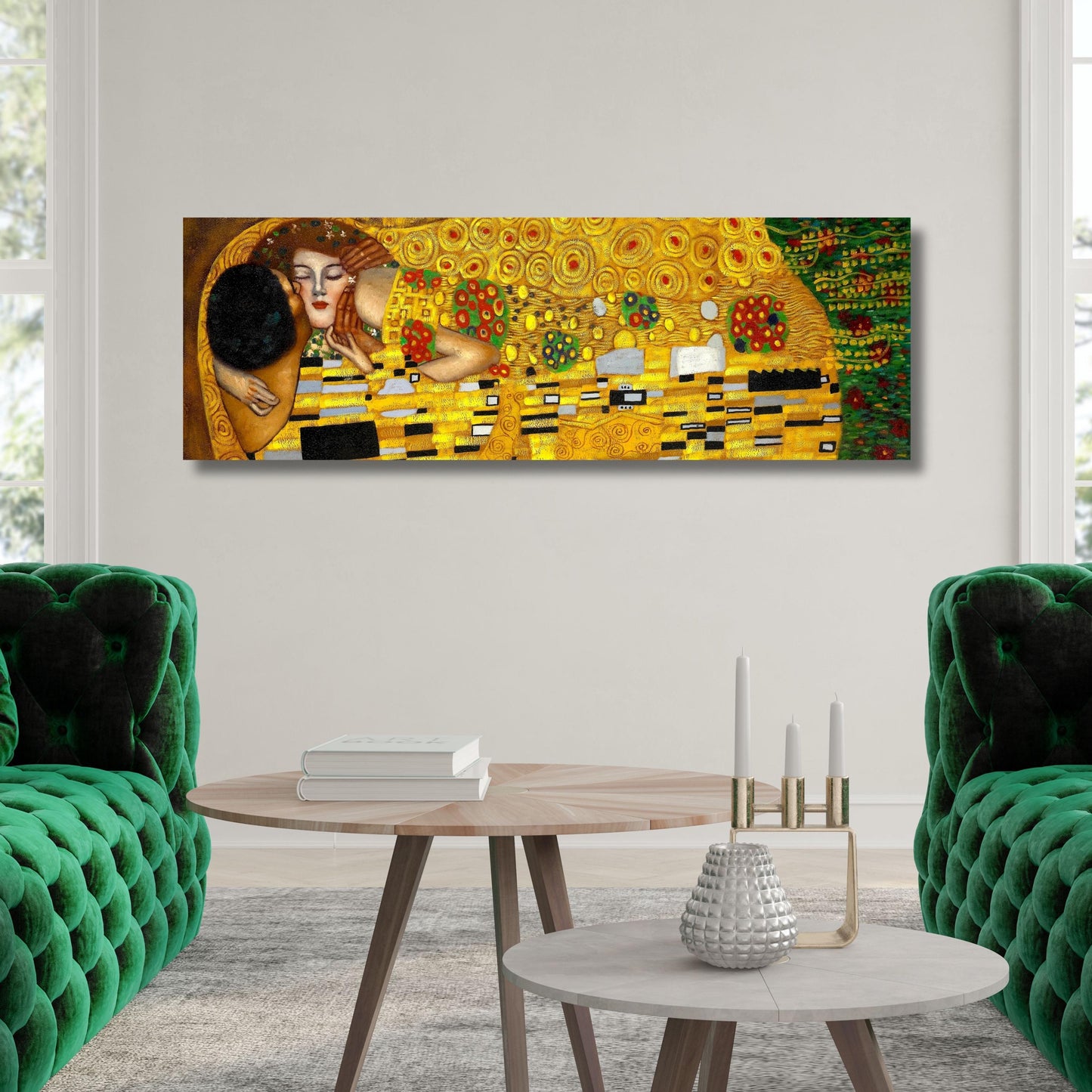 Gustav Klimt The Kiss Canvas Art, Golden Lovers Print