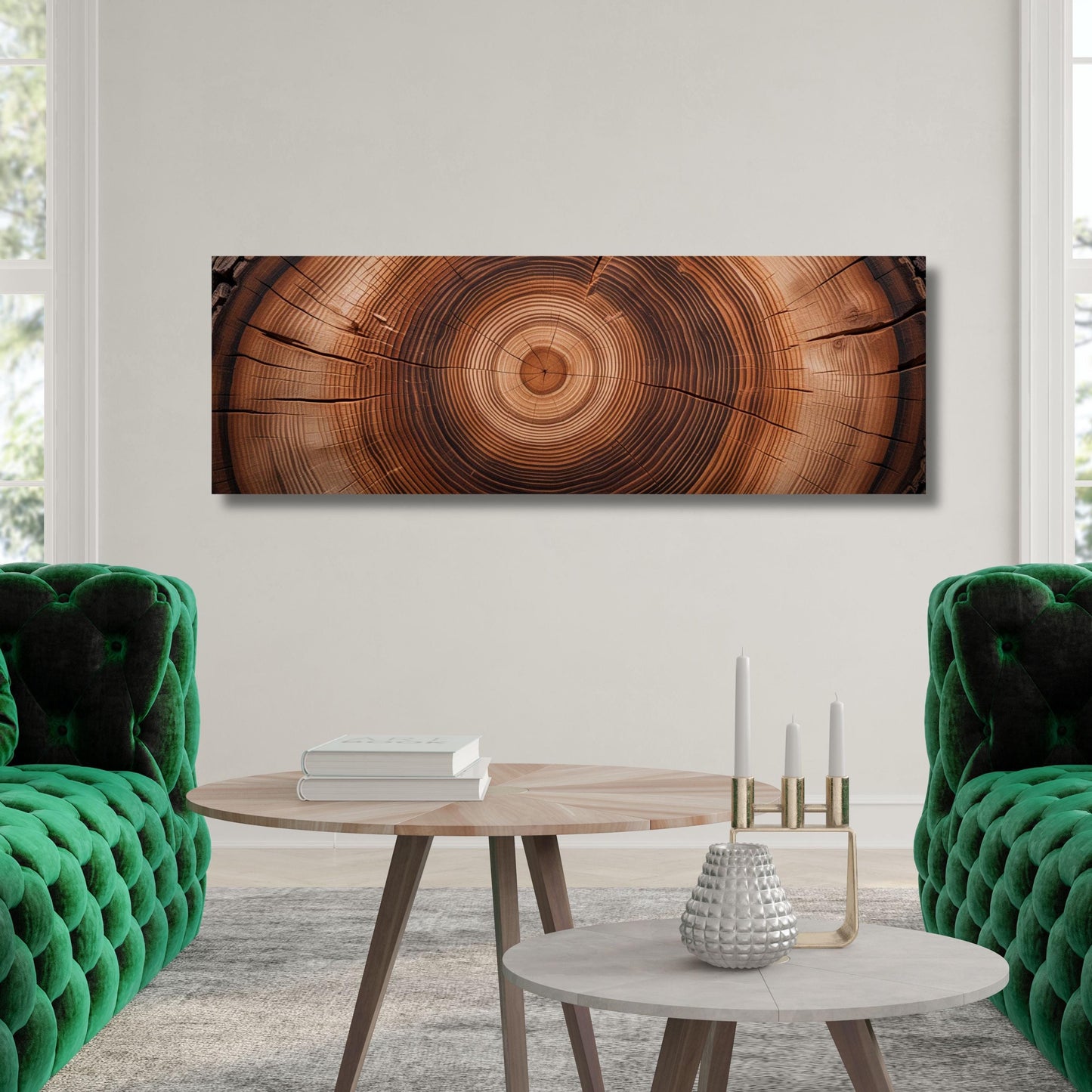 Panoramic Tree Ring Canvas Art: Elegant Natural Home Decor