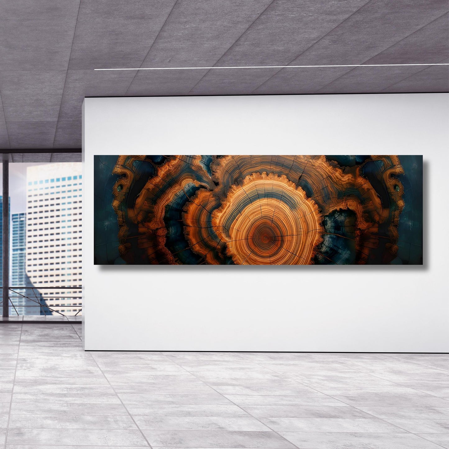 Panoramic Tree Rings Canvas Wall Art Elegant Natural Wall Art Great Design Solution for Echo Tree Ring Print of stump, Tree ring Canvas art