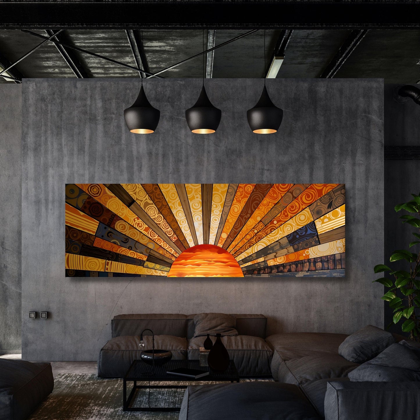 Sunrise Wood Look Wall Art Above Bed Decor Print Canvas Wood Long Sunlight Bedroom Wall Hanging Sunrise Sun Canvas Wall Office Print gift