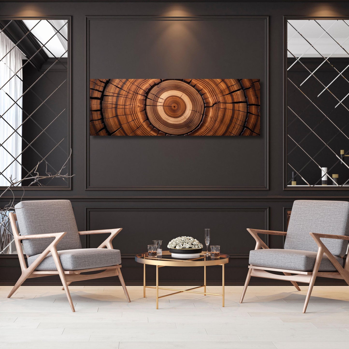 Tree Rings Canvas Wall Art: Rustic Wood Texture Print