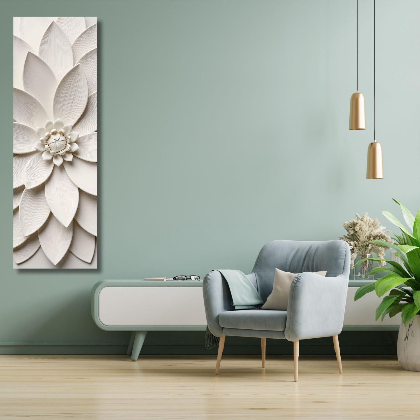 Long Narrow Canvas Wall Art Vertical Nature Print Tall Modern Tree or Mountain Wall Decor for Hallway, Entryway or Small Space Styling Print