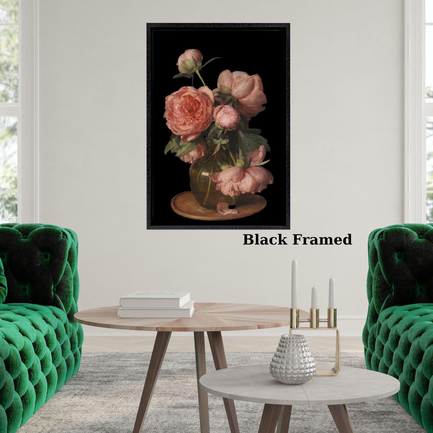 Vintage Peonies Flower in Vase Canvas Wall Art Eduard von Grützner Style Elegant Classical Floral Still Life Print for Traditional Home Deco