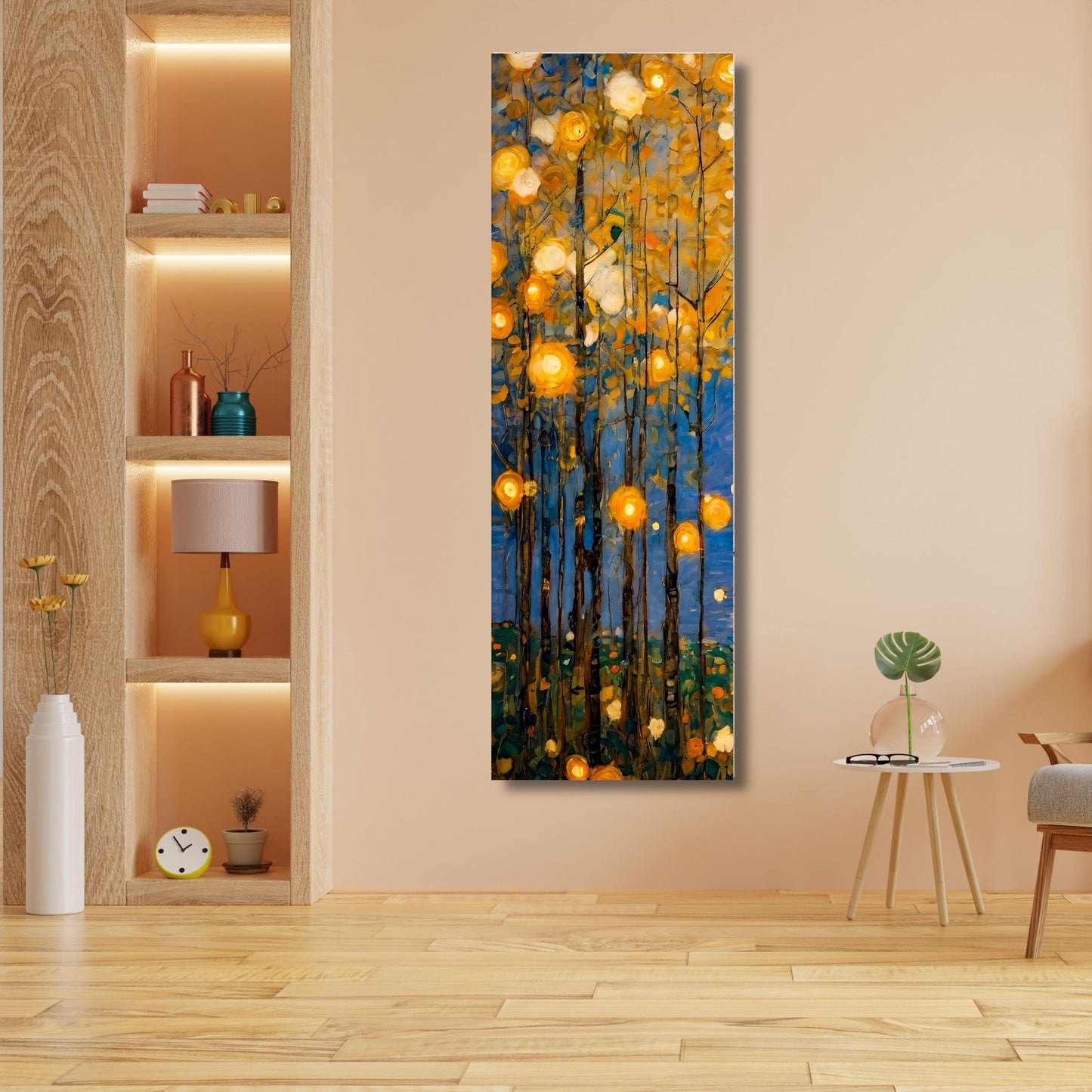 Long Narrow Canvas Wall Art Vertical Nature Print Tall Modern Tree or Mountain Wall Decor for Hallway, Entryway or Small Space Styling Print