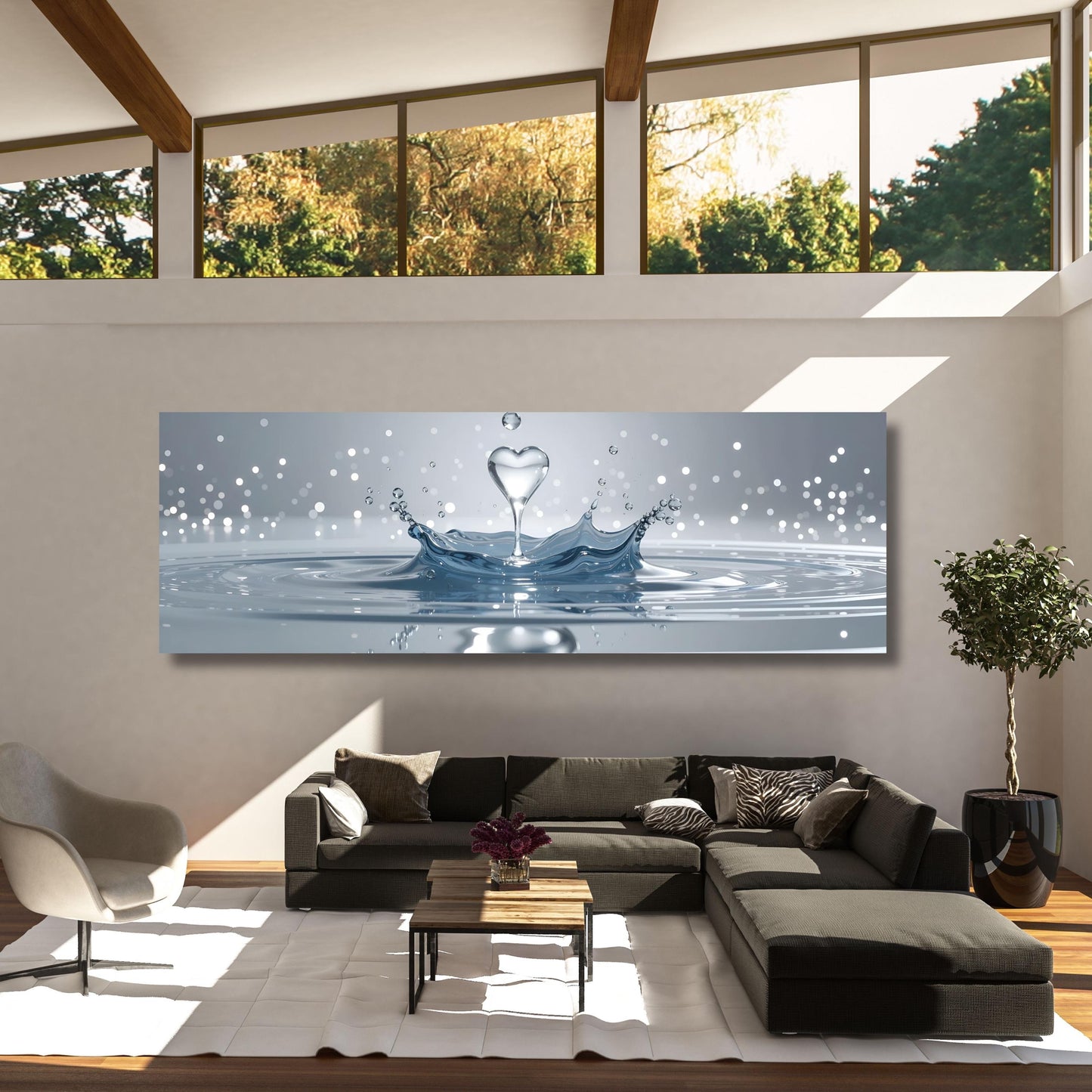 Heart Drop Canvas Art: Romantic Water Ripple Print - Spa Bathroom Decor