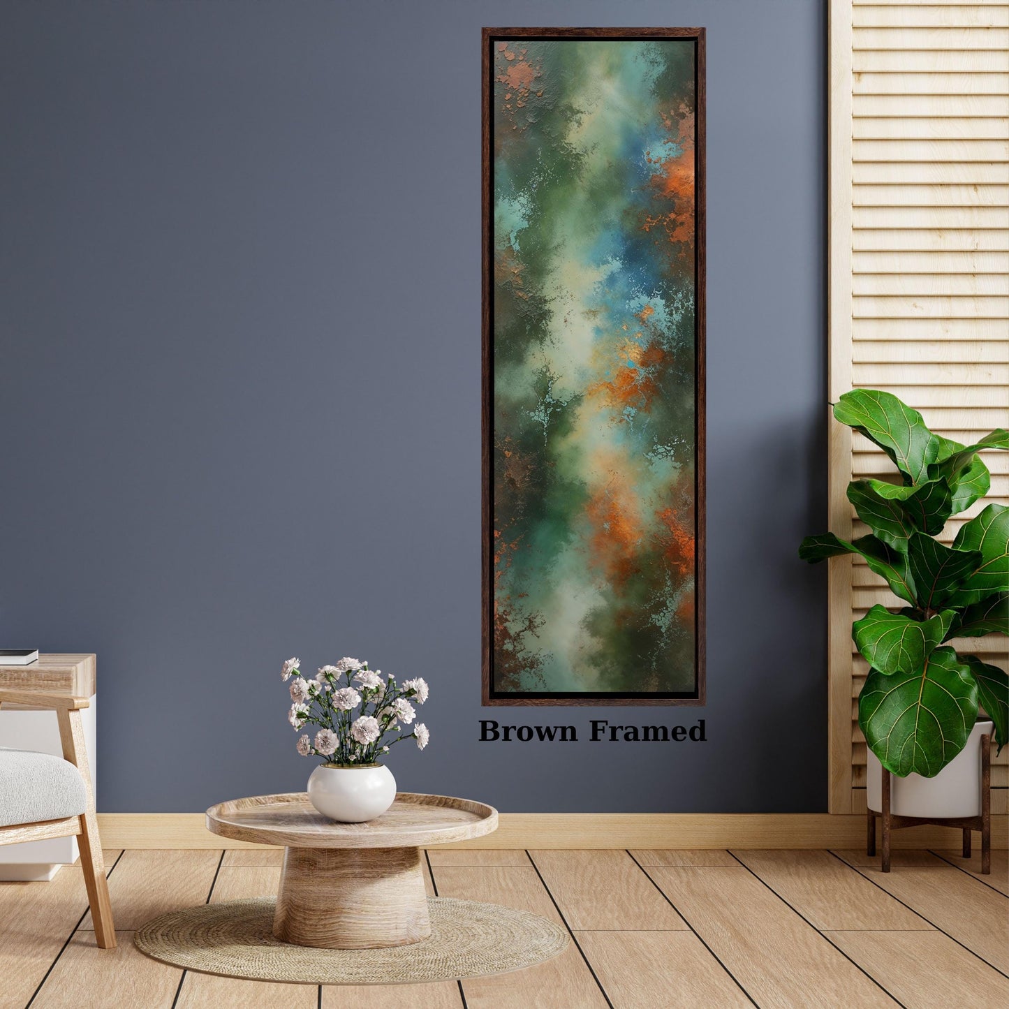 Long Narrow Canvas Wall Art Vertical Nature Print Tall Modern Abstract Waves Wall Decor for Hallway,Entryway Small Space Abstract Styling