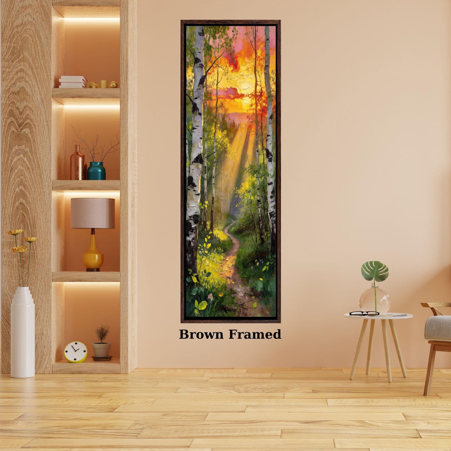 Sunset Forest Path Canvas Wall Art – Long Narrow Nature Print