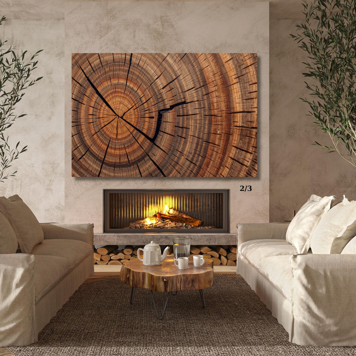 Panoramic Tree Rings Canvas Wall Art Elegant Natural Wall Art Great Design Solution for Echo Tree Ring Print of stump, Tree ring Canvas art