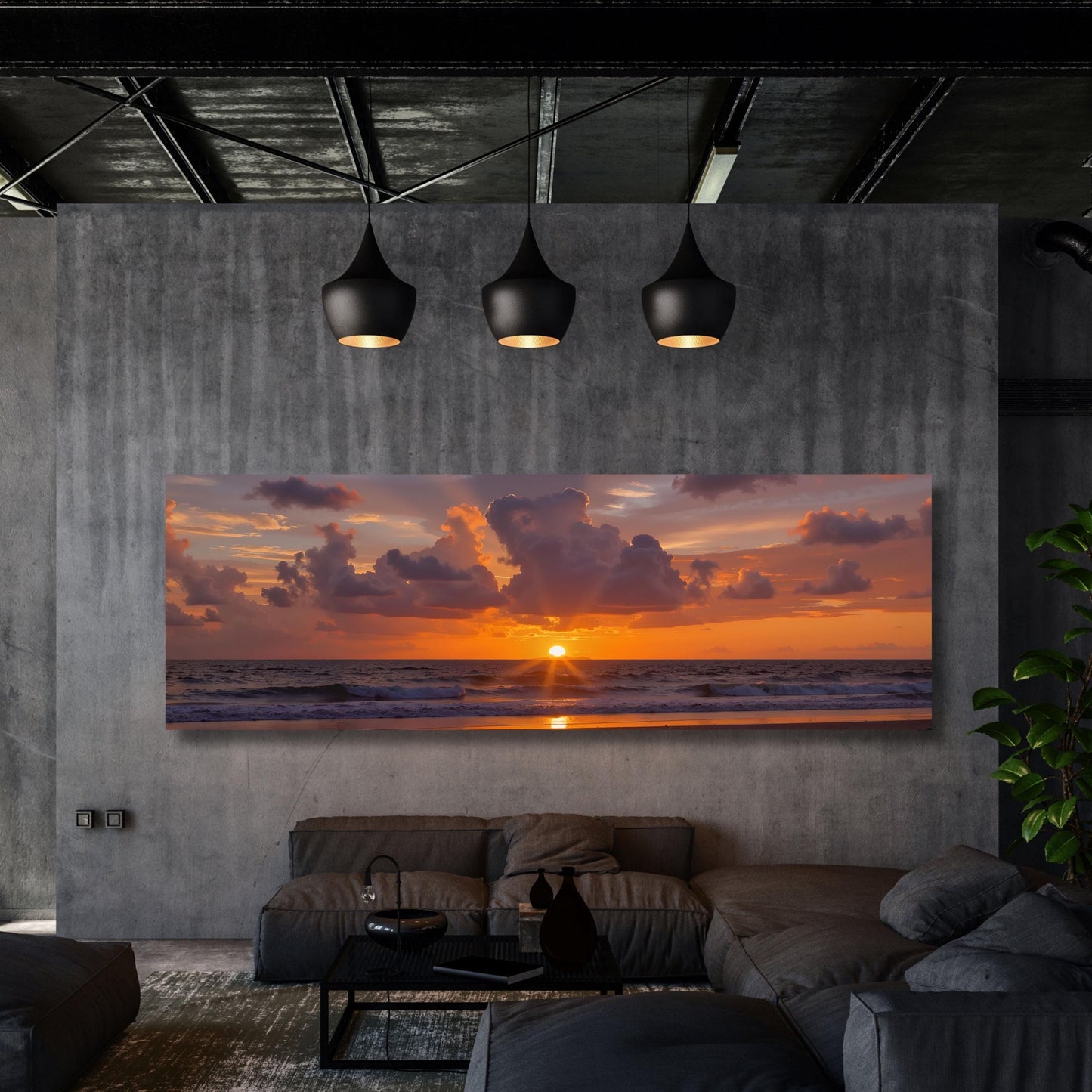 Tropical Sunset Canvas Print – Beach Wall Art, Colorful Sky