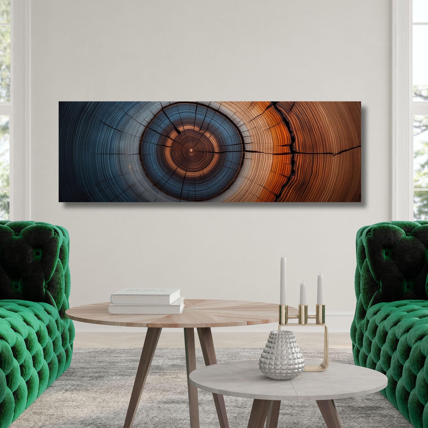 Panoramic Tree Rings Canvas Wall Art Elegant Natural Wall Art Great Design Solution for Echo Tree Ring Print of stump, Tree ring Canvas art