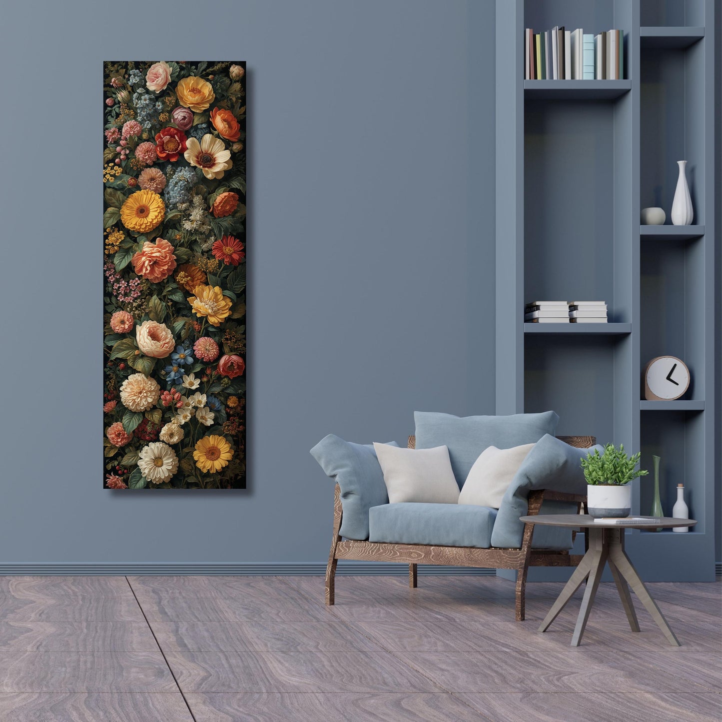 Wildflower Canvas Print: Tall Framed Nature Art for Hallway