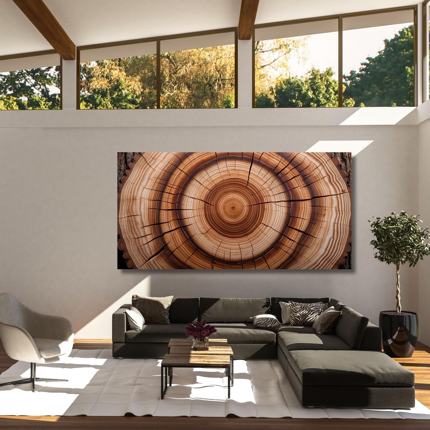 Tree Ring Canvas Wall Art: Natural Wood Texture Print