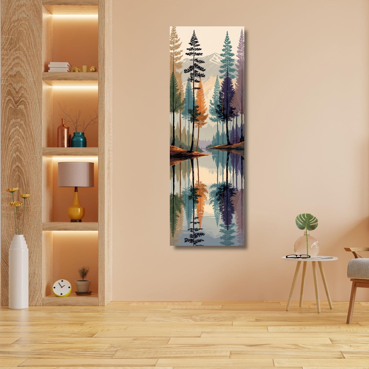 Long Narrow Wall Art,Smoky Mountains Painting, Spring Flowers Canvas, Landscape Wall Art Print, Nature Home Decor, Mountain Wall Hangings