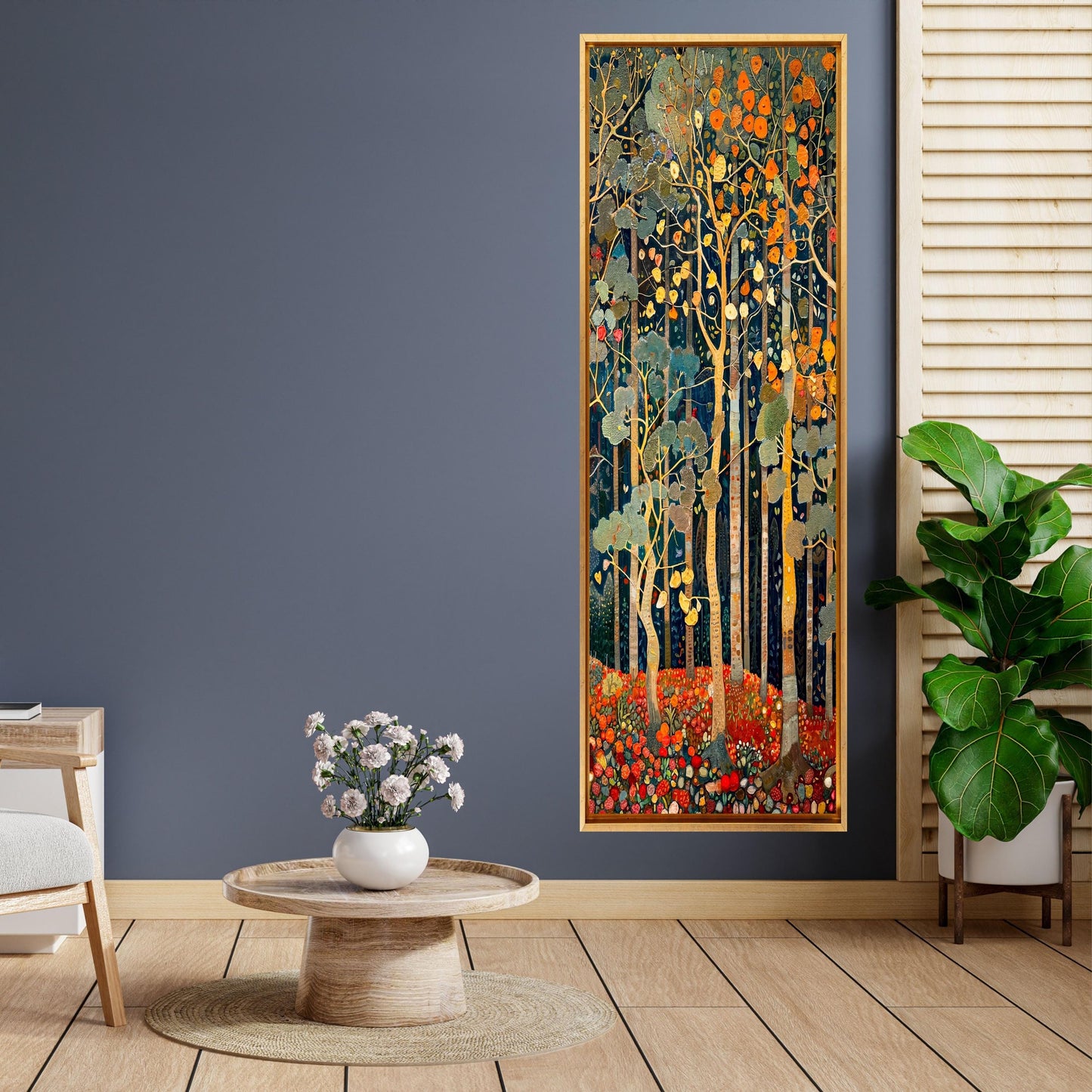 Long Narrow Canvas Wall Art Vertical Nature Print Tall Modern sun Tree or Mountain Wall Decor for Hallway,Entryway Small Space Styling Print