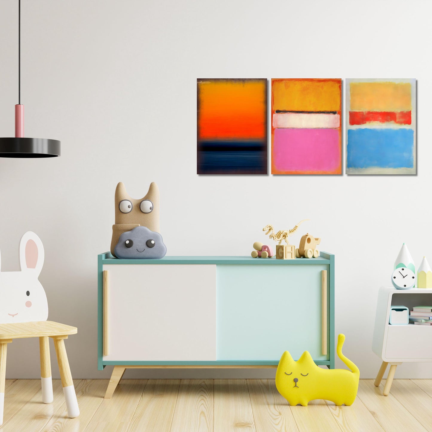 Set of 3 Rothko Style Abstract Canvas Prints: Minimalism Painting