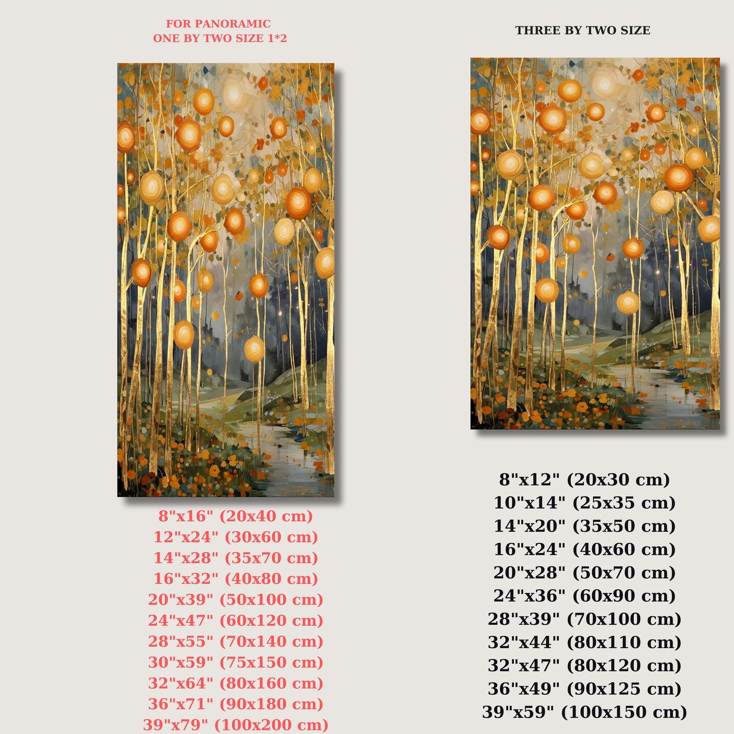 Gustav Klimt Style Golden Landscape, Mystical Symbolist Lake Art, Gold Geometric Wall Decor, Art Nouveau Canvas Print, Large Luxury Wall Art