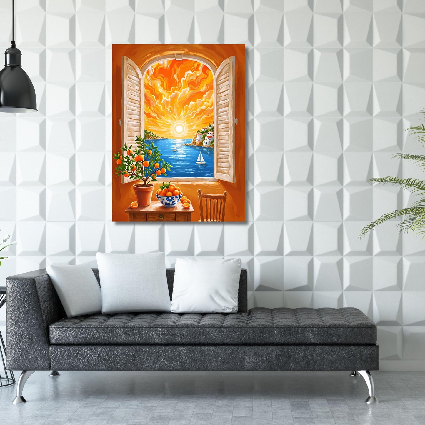 Sun Through Window Canvas Matisse Style, Bold Abstract Wall Art, Vibrant Yellow Print for Living Room, Modern Office Art Lover Gift Decor
