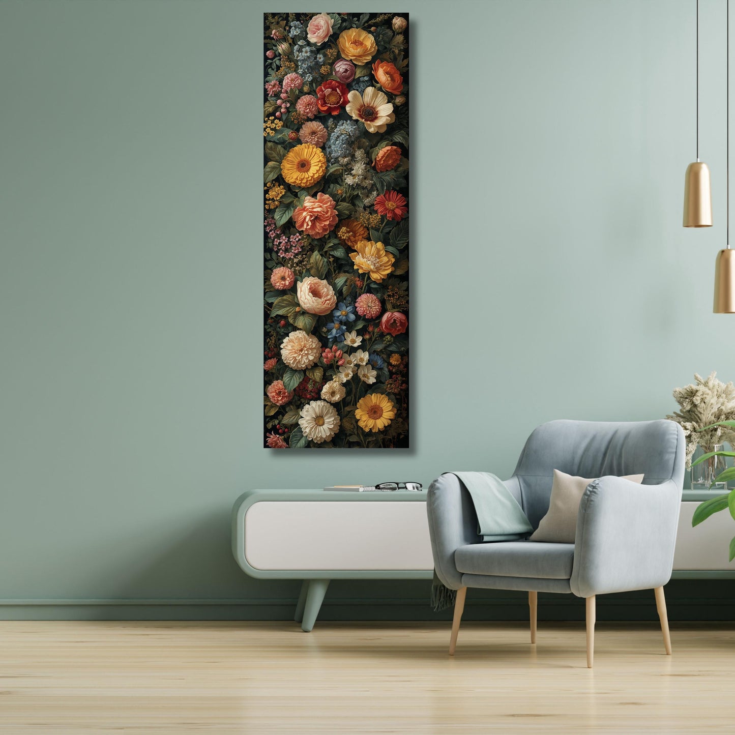 Wildflower Canvas Print: Tall Framed Nature Art for Hallway