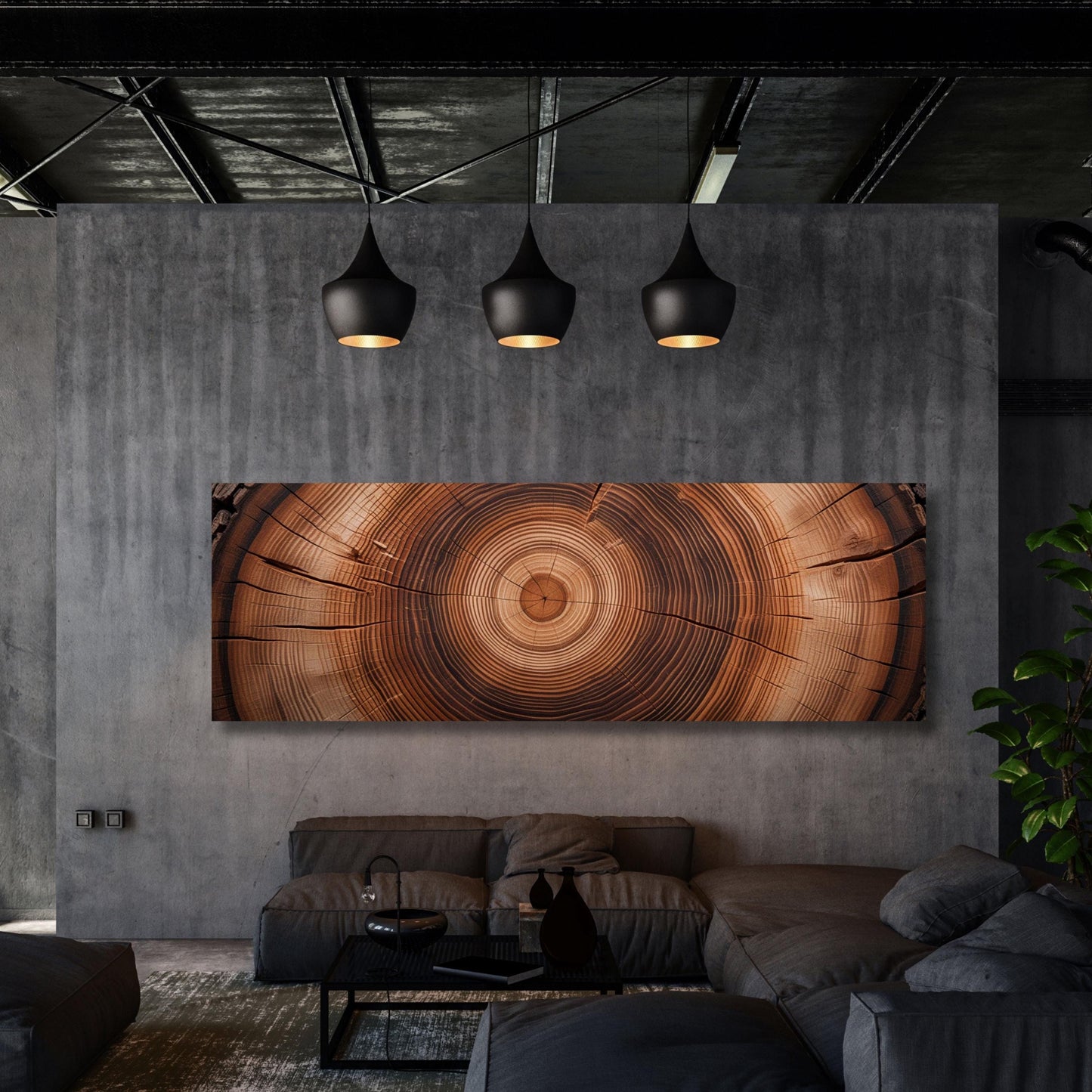 Panoramic Tree Ring Canvas Art: Elegant Natural Home Decor