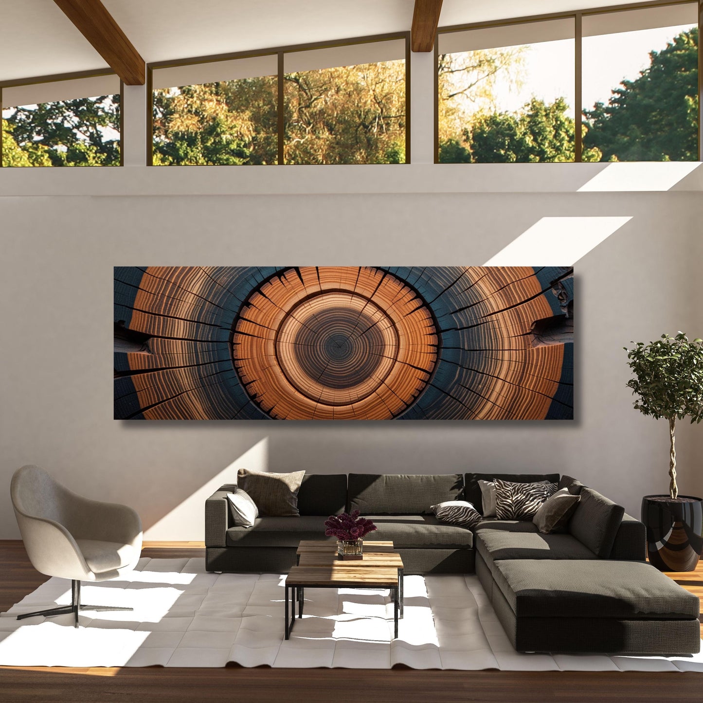 Tree Rings Canvas Wall Art: Elegant Wood Texture Print, Eco-Friendly Decor