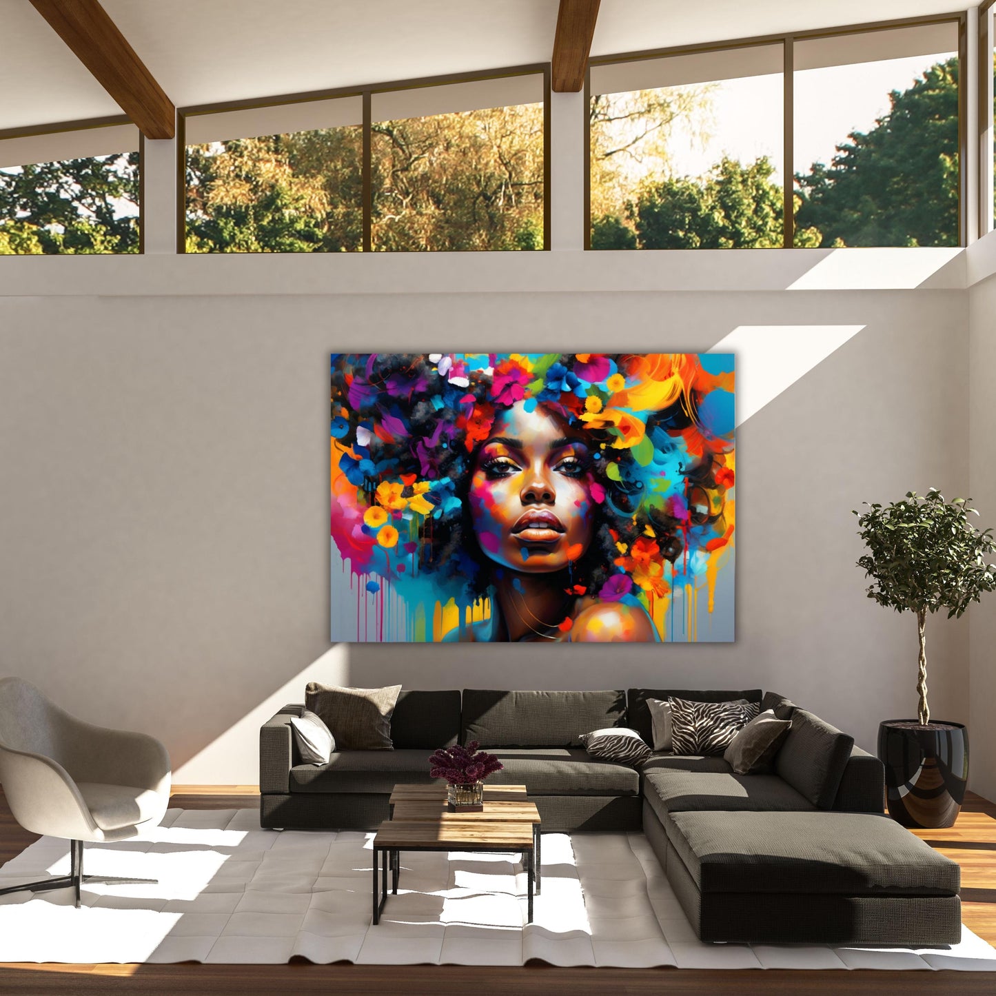 African Woman Wall Art,Abstract Canvas Wall Art Living Room Decor, Woman Canvas Print, Extra Large Wall Art,African American Art Home Decor