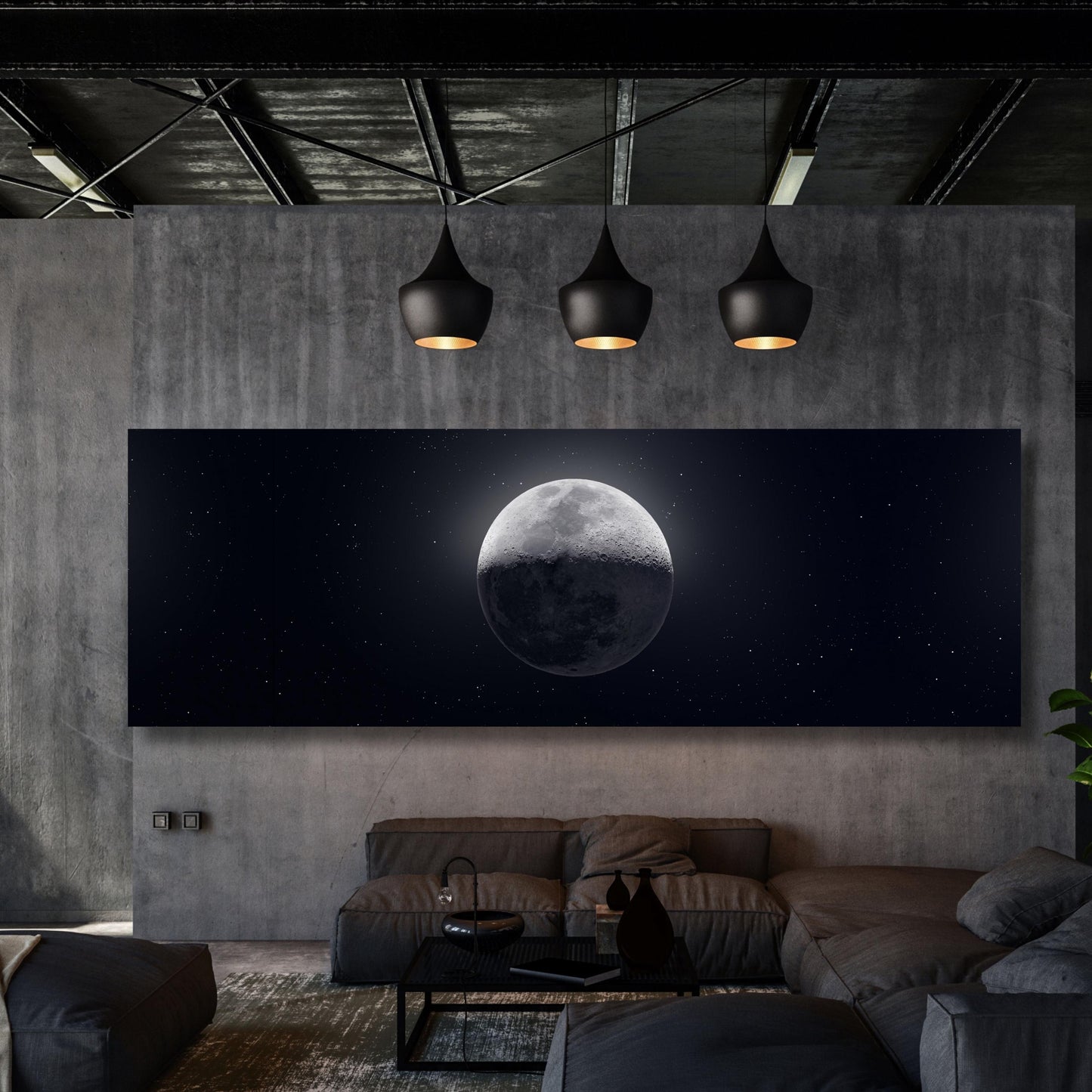 Panoramic Moon Canvas Art: NASA Full Moon Poster, Space Print