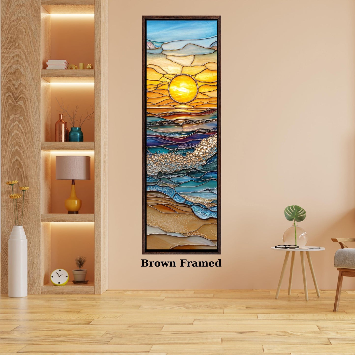 Vertical Leaf Canvas Print, Tall Hallway Wall Art, Modern Nature Decor