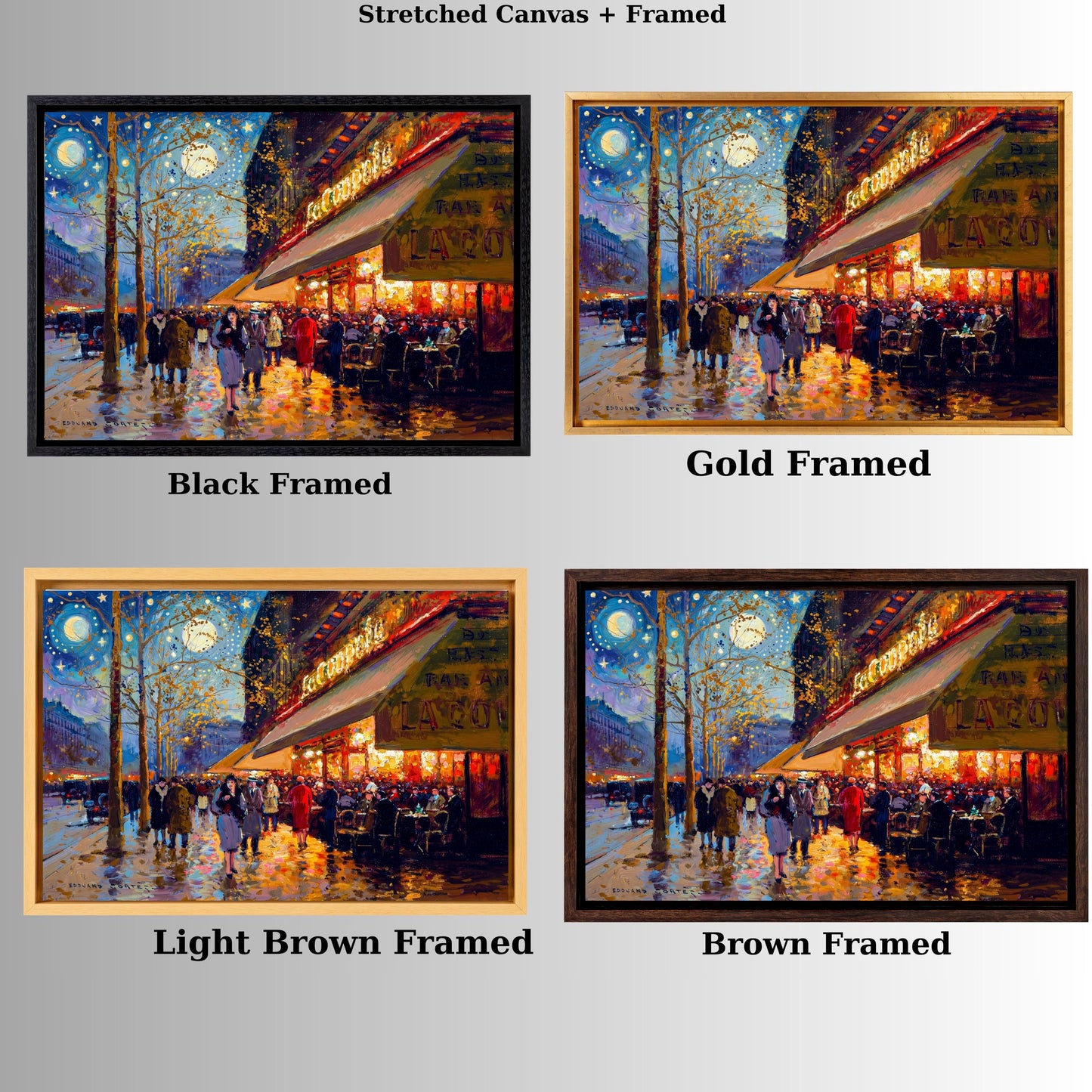 Edouard Leon Cortes Style Paris Meets Van Gogh Style Starry Night Canvas Wall Art