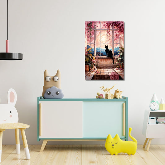 Cat Open Window Henri Matisse Canvas Wall Art Henri Matisse and Cat Klimt Style Painting Sea Orange   Matisse Window Cat Canvas decor art