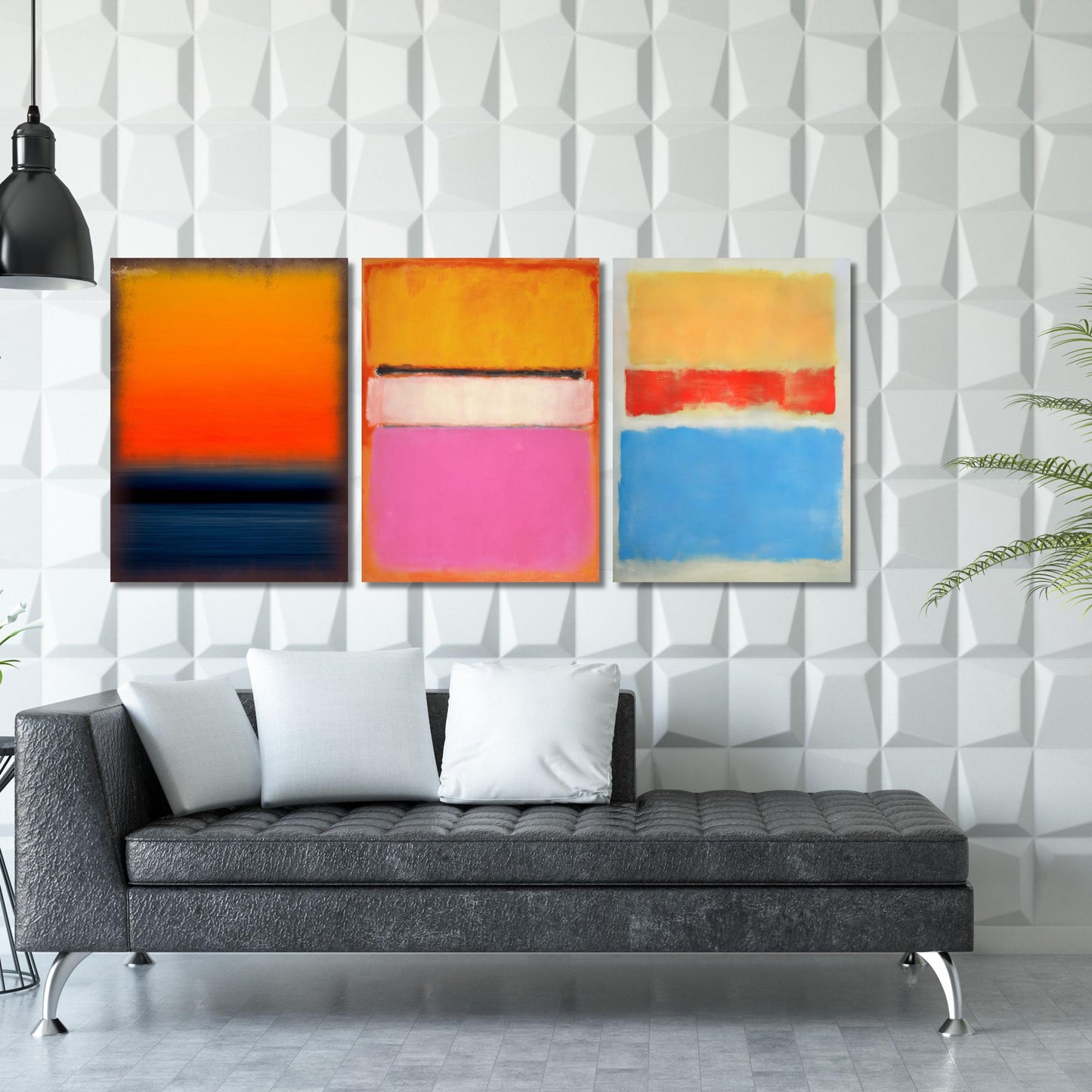 Set of 3 Rothko Style Abstract Canvas Prints: Minimalism Painting