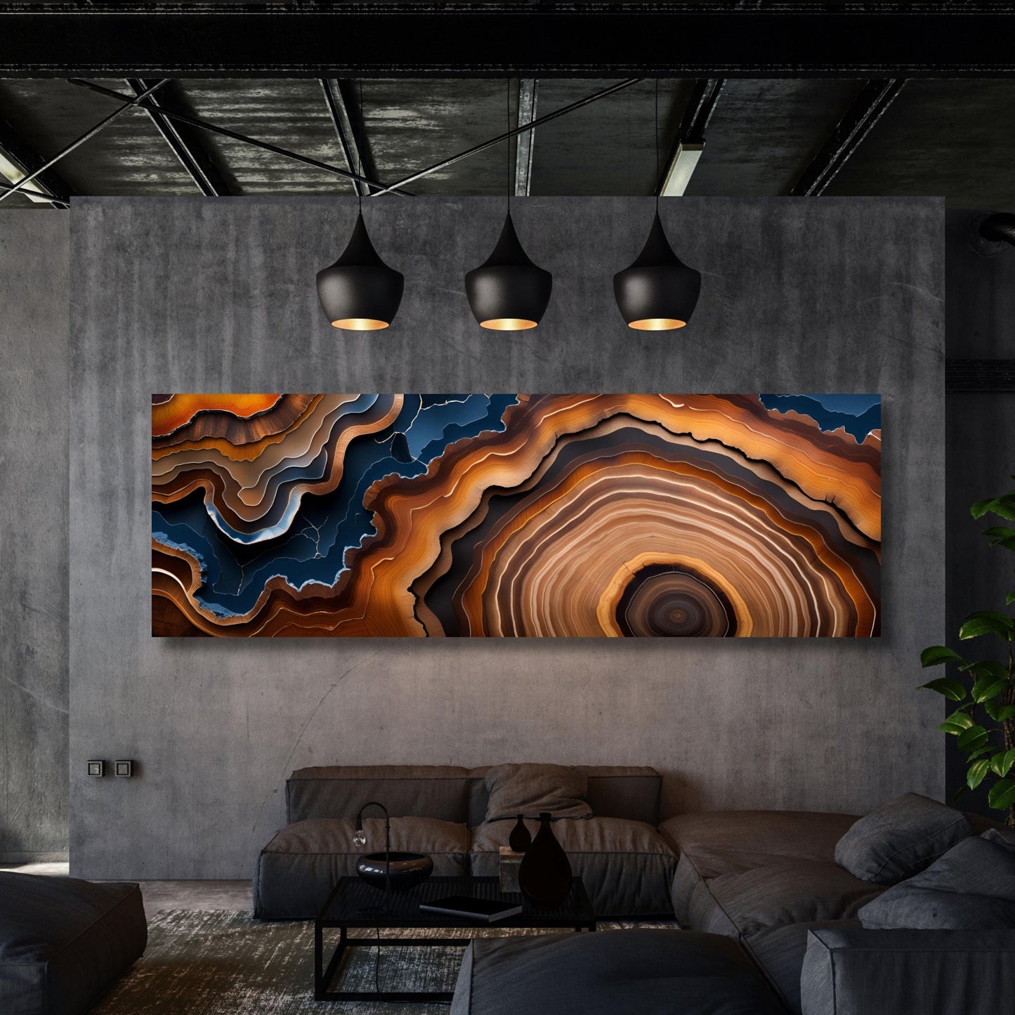 Panoramic Tree Rings Canvas Wall Art Elegant Natural Wall Art Great Design Solution for Echo Tree Ring Print of stump, Tree ring Canvas art