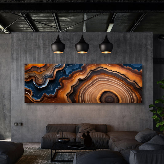Panoramic Tree Rings Canvas Wall Art Elegant Natural Wall Art Great Design Solution for Echo Tree Ring Print of stump, Tree ring Canvas art