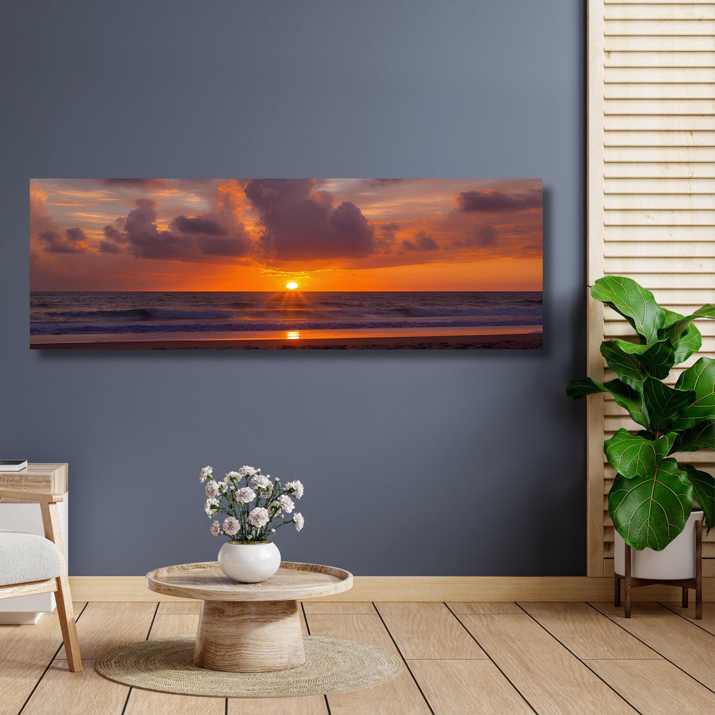 Sunset Ocean Canvas Print – Tropical Beach Landscape, Colorful Sky
