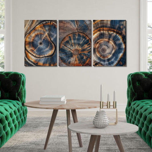 Set of 3 Tree Ring Canvas Wall Art, Colorful Tree Ring Wall Decor, Minimalist Home Canvas Art,Tree Ring Abstract Tree Ring Art gift Painting