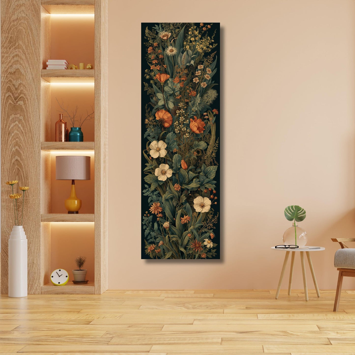 Framed Wildflower Canvas Print: Tall, Narrow Botanical Wall Art