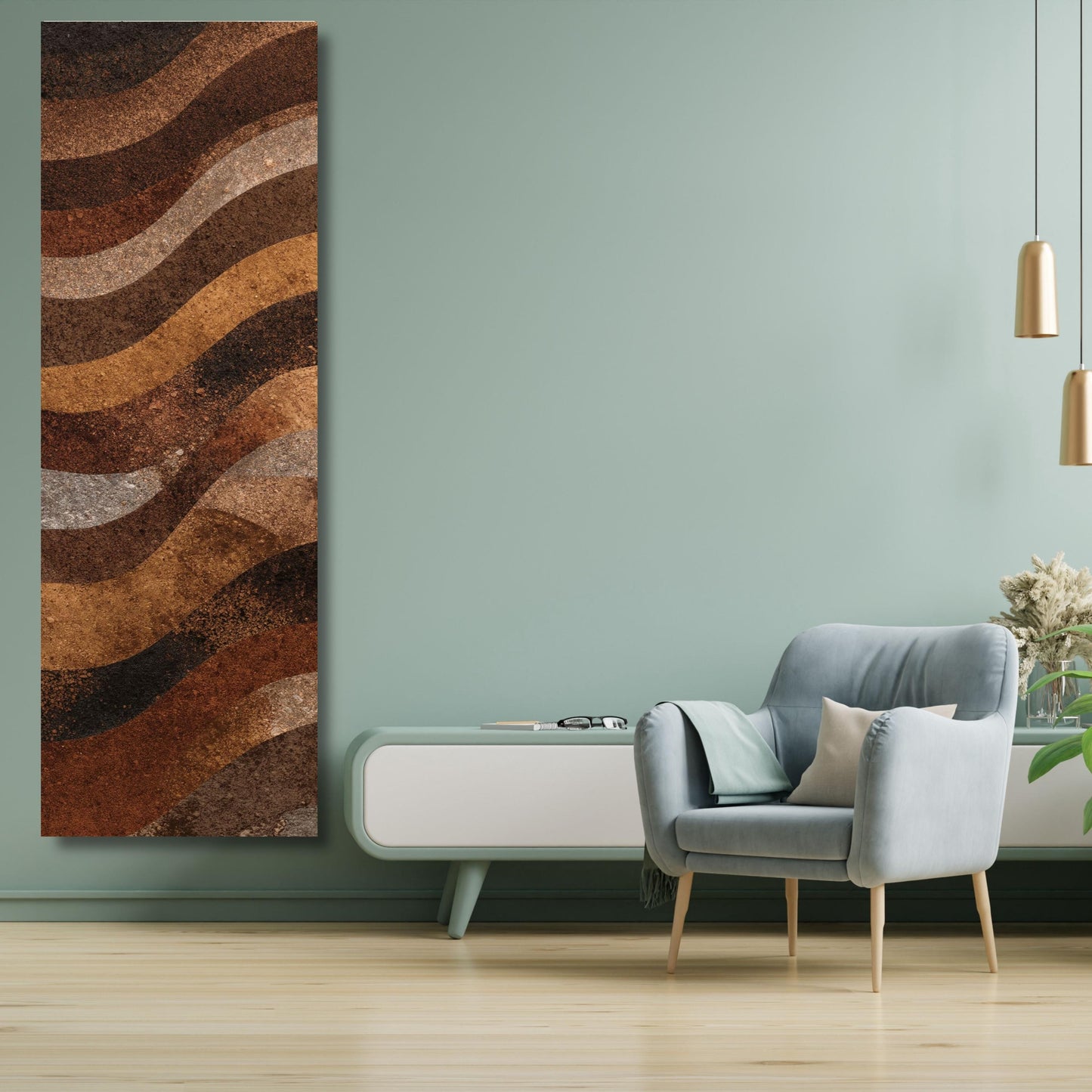 Abstract Brown and Black Canvas Print Tree Rings Long Narrow Rustic Wood Texture Print Wall Art for Hallway or Above Bed Natural Print