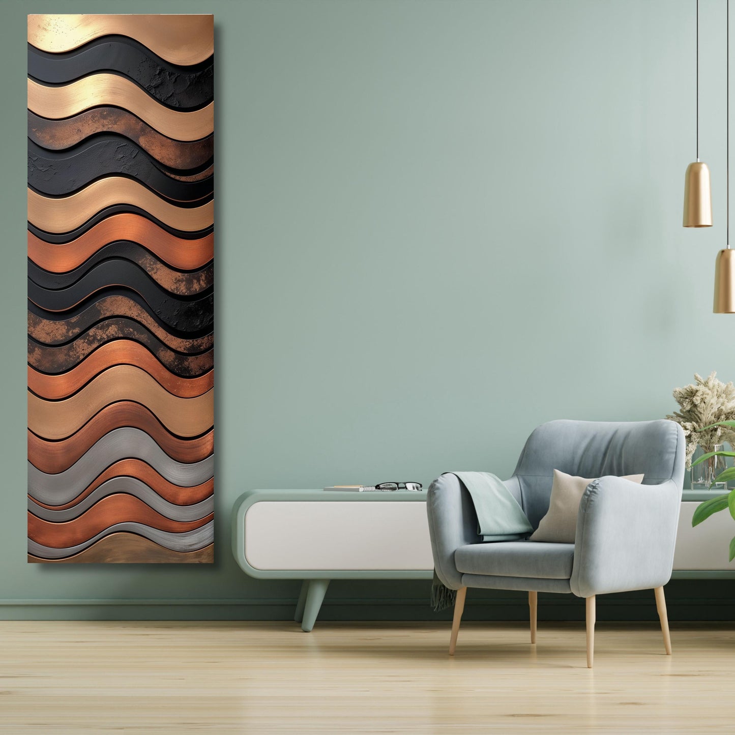 Abstract Brown and Black Canvas Print Tree Rings Long Narrow Rustic Wood Texture Print Wall Art for Hallway or Above Bed Natural Print