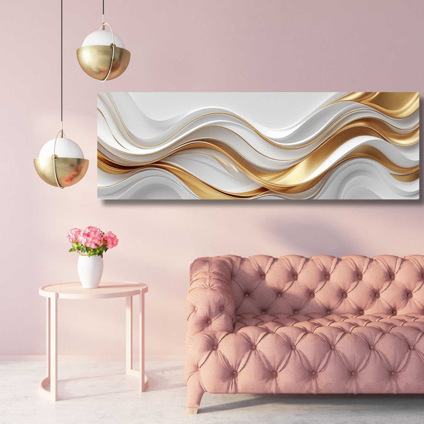 Panoramic Abstract Canvas Wall art, White Yellow blue Marble Canvas, Luxury Art, Abstract Decor, Abstract wall art Canvas, Contemporary Art