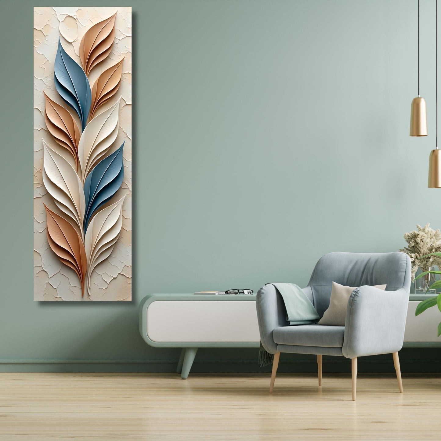 Long Narrow Canvas Wall Art Vertical Nature Print Tall Modern sun Tree or Mountain Wall Decor for Hallway,Entryway Small Space Styling Print