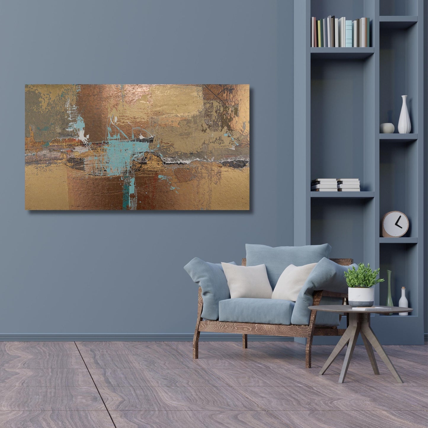 Gold and Copper Abstract Canvas Wall Art Extra Large Wall Art Oversized Horizontal Painting Print,Unique Luxury Wall Decor for Home Art gift