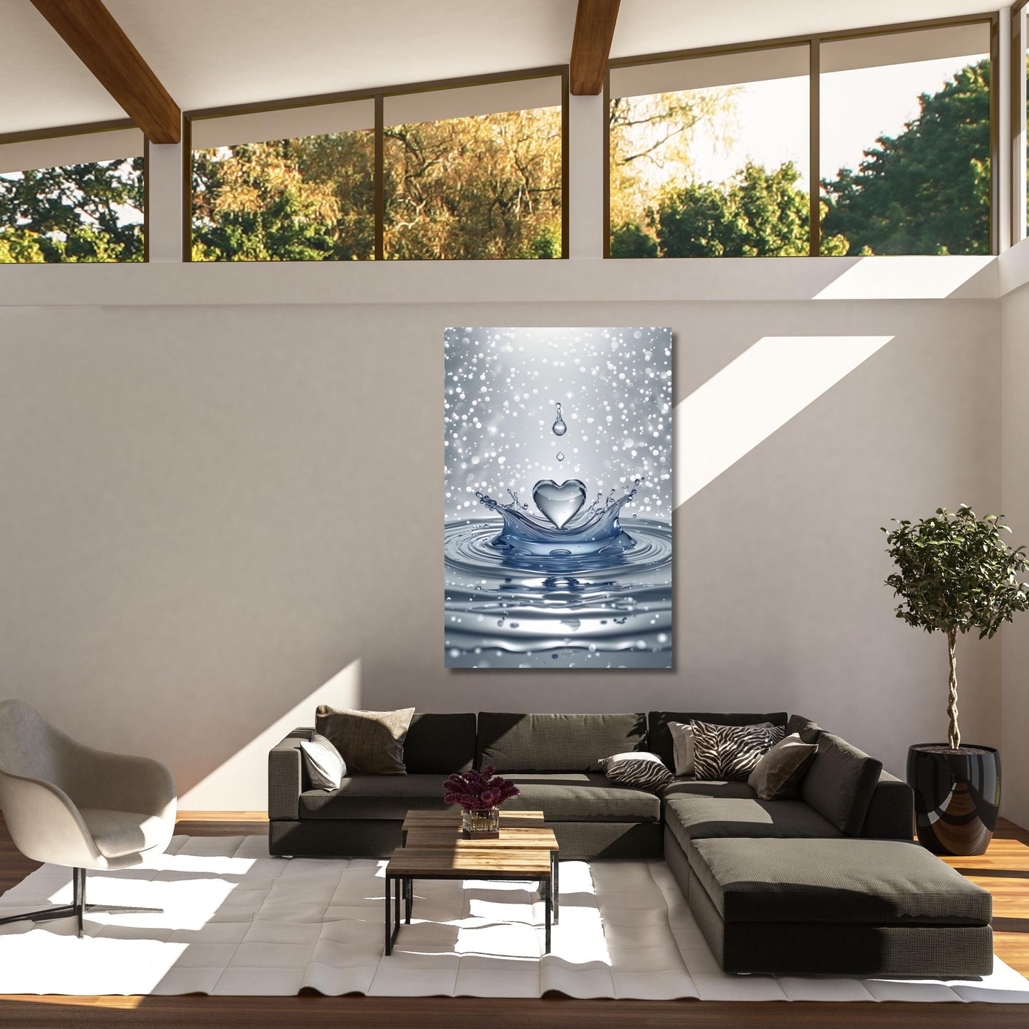 Heart Drop Splash Canvas Wall Art Romantic Bathroom Print – Water Ripple Landscape – Relaxing Spa Decor for Home, Bath or Gift Ready to hang