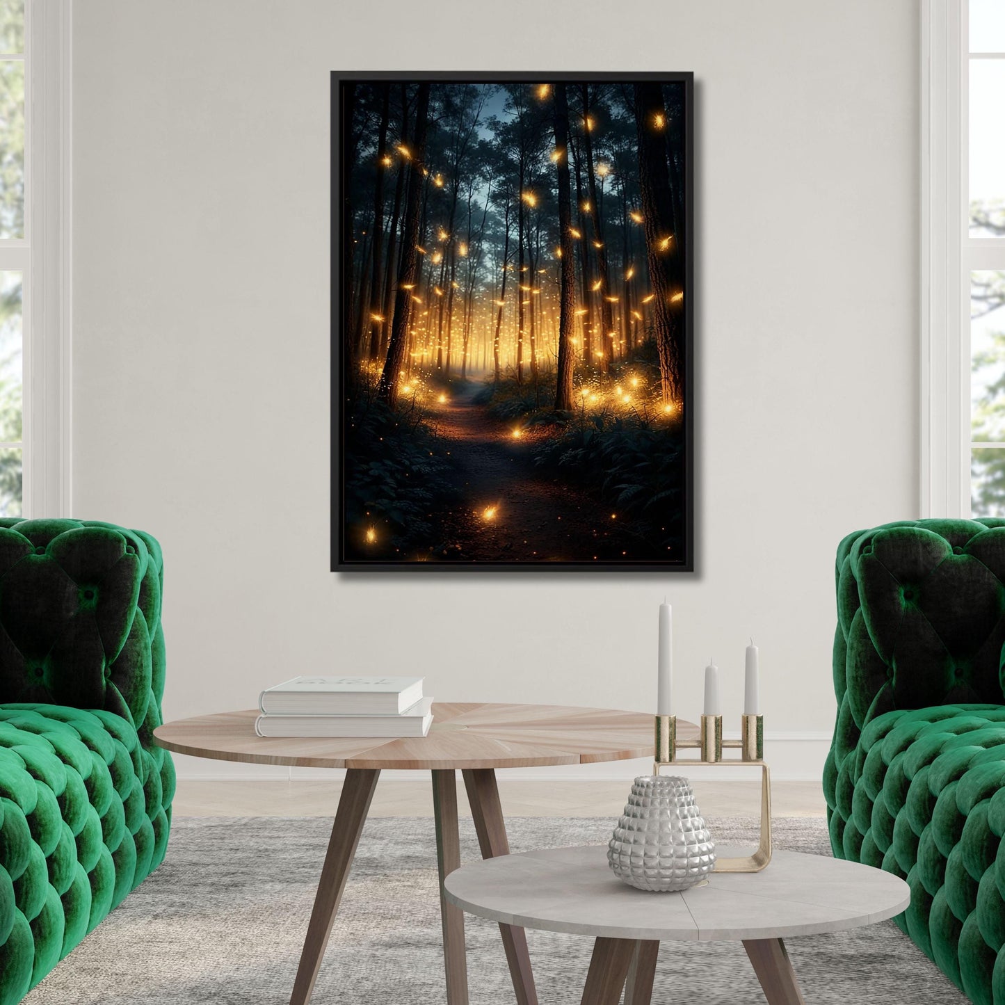 Forest Fireflies Canvas Wall Art, Mystical Fantasy Canvas Painting, Enchanting Magical Forest, Illuminated Mystical Forest Wall Art gift